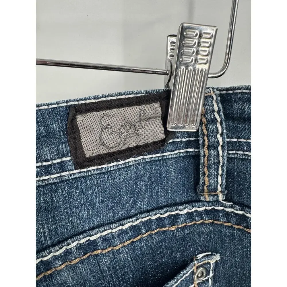 Earl Jean Medium‎ Wash Rolled Hem 5-Pocket Capri Jeans Womens Size 6